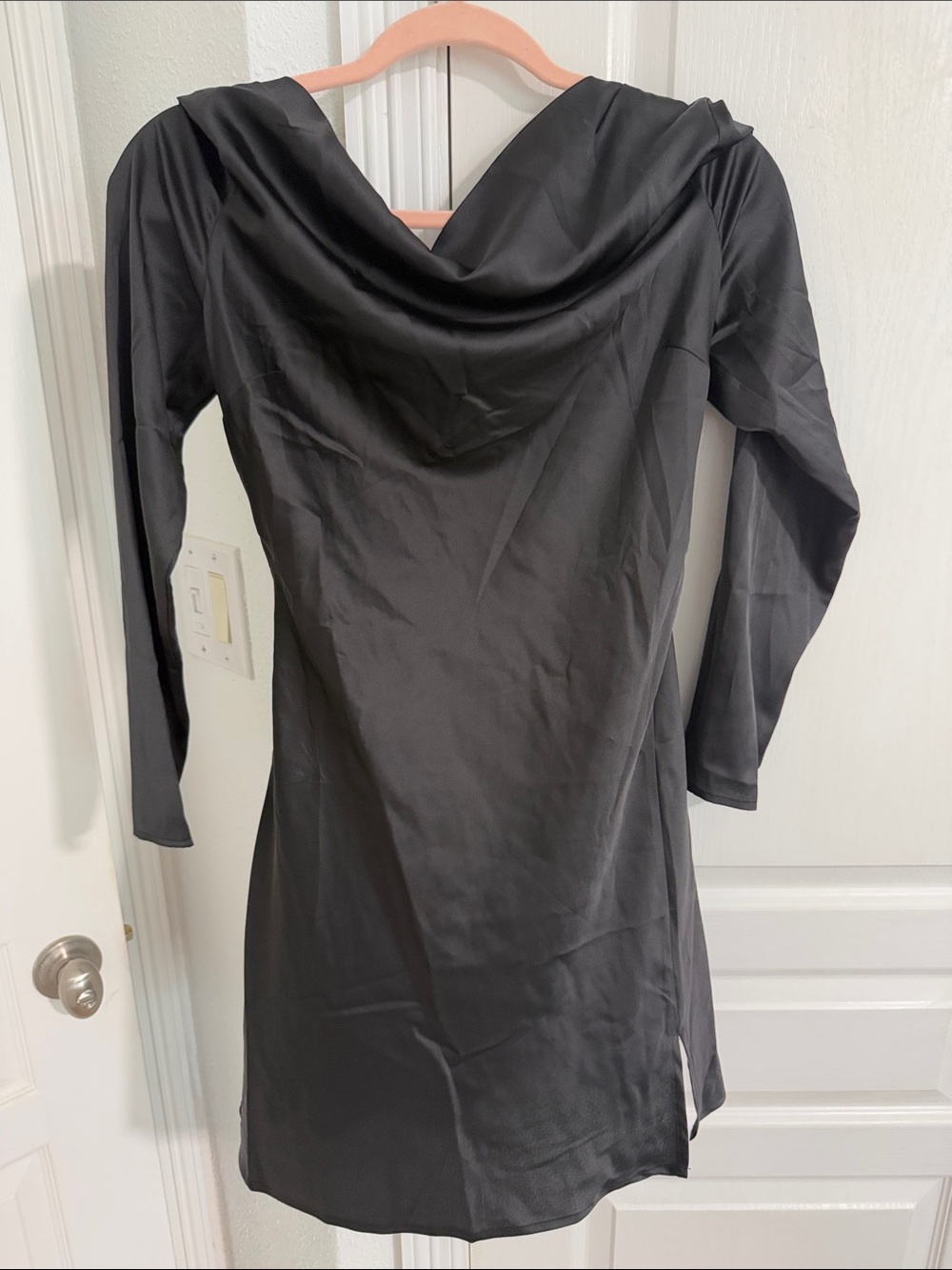 Black Cowl Neck Long Sleeve Women's Dress